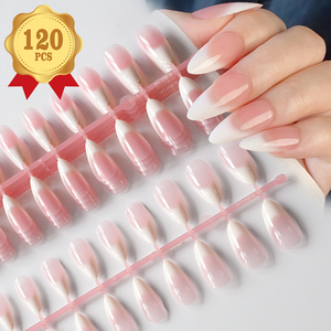 120 piezas/bolsa <span class=keywords><strong>Uñas</strong></span> postizas francesas cortas rosa/blancas 5*24 piezas Nuevo diseño Almendradas <span class=keywords><strong>de</strong></span> cobertura completa Puntas <span class=keywords><strong>de</strong></span> <span class=keywords><strong>uñas</strong></span> postizas <span class=keywords><strong>acrílicas</strong></span> - Product Image 2