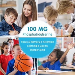 Gomitas de Fosfatidilserina 100mg con Vitamina C <span class=keywords><strong>y</strong></span> D3 <span class=keywords><strong>para</strong></span> Niños, Suplemento <span class=keywords><strong>para</strong></span> <span class=keywords><strong>la</strong></span> <span class=keywords><strong>Memoria</strong></span> <span class=keywords><strong>y</strong></span> el Enfoque, Aumenta <span class=keywords><strong>la</strong></span> Atención <span class=keywords><strong>y</strong></span> <span class=keywords><strong>la</strong></span> Concentración - Product Image 4