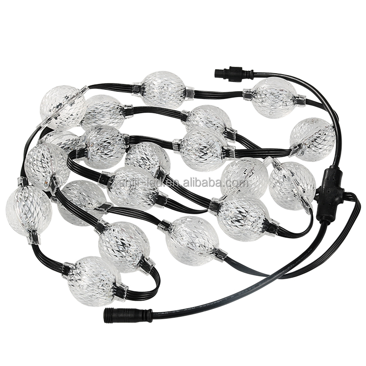 Programmable 360° RGB Crystal Pixel Ball Light 35mm 3D LED String, DC12V Magic Decorative Lighting