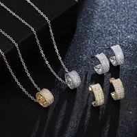 Ensemble collier et boucles d'oreilles pour femme en cuivre rhodié de haute qualité, zircon cubique, or 18 carats, cadeau de mariage classique