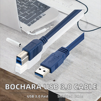 Kabel Data USB 3.0 Tipe A Male ke Male, Dilindungi Tembaga Murni, Selubung Kepang, Jaket PVC, Kecepatan Tinggi untuk Komputer Printer