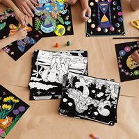 Affiches à colorier en velours noir 3D à faire soi-même, en vrac, pour les activités scolaires, les fêtes et la maison