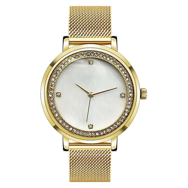 Fashion Gold Mesh Band Casual Vrouwen Quartz Horloges Gift Relogio Feminino