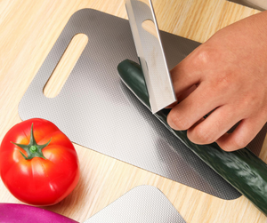 304 Roestvrijstalen Snijplank, Dubbelzijdige Snijplank Voor Keukenvoedselkwaliteit, Roestbestendig, Hygiënisch - Product Image 5