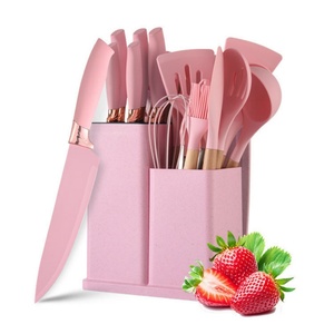 Hot Sale New Non-stick 19pcs Silicone Cooking Utensils Storage Cheap Kitchen <b>Tools</b> and Kitchen Knife Set - Product Image 1