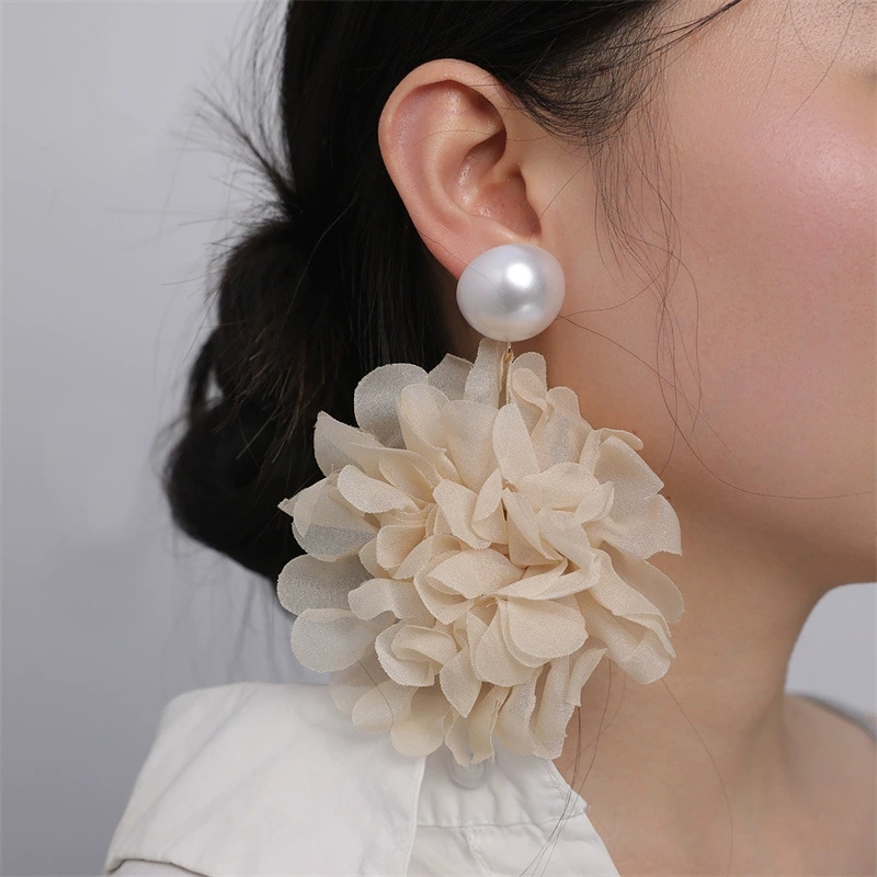 Best Selling Trendy Fabric Flower Earrings Bohemian and Elegant