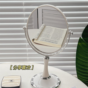 Desktop <b>Makeup</b> <b>Mirror</b> Round Metal Frame 6 8 Inch Double Sided <b>Vanity</b> <b>Mirror</b> For Bedroom Beauty Salon Use - Product Image 2