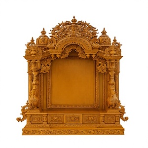 Templo de madera Dwarkadhish de primera calidad para decoración del hogar, mandir hindú tradicional para Pooja en madera de teca maciza, mandir grande de gran tamaño con tallados elaborados. - Product Image 3