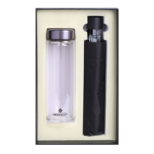 Bouteille d'eau en verre Heenoof avec filtre et parapluie, ensemble cadeau d'affaires 500 ml - Product Image 1
