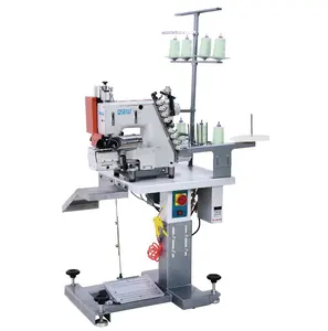 QS-9104UTC Jeans automatische Taillen band Multi Nadel Nähmaschine mit Skip Stitch Auto Cutter Taillen band Maschine