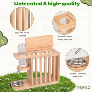 Soporte de agua de madera para hámster, soporte vertical para botella de agua, comedero para pez globo, comedero para mascotas pequeñas - Product Image 5
