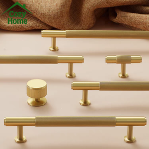 Kitchen Cabinet Handles Luxury Gold Soild Brass Cabinet <strong>Knobs</strong> and Handles Vertical Stripes Design Drawer Wardrobe <strong>Door</strong> Handles - Product Image 1
