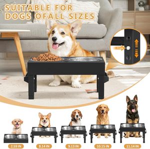 Foldable Adjustable Height Double <b>Bowls</b> Raised Pet Feeding <b>Bowl</b> Elevated Pet Slow Eating <b>Dog</b> Food <b>Bowl</b> - Product Image 3