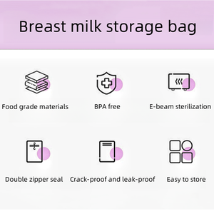 Refroidisseur d'allaitement pour bébé sans BPA avec logo personnalisé produit de stockage de pompage 3-5Oz 250ml sac de <span class=keywords><strong>conservation</strong></span> du <span class=keywords><strong>lait</strong></span> <span class=keywords><strong>maternel</strong></span> pré-stérilisé - Product Image 6