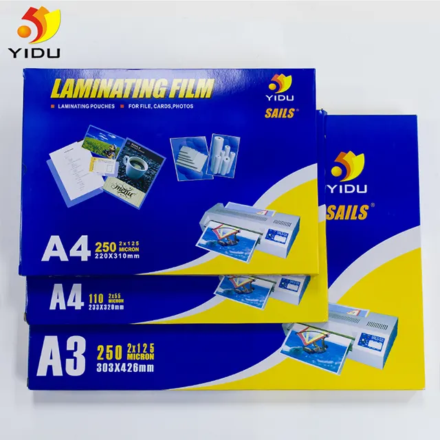 Yidu High Glossy Llaminating Film Factory 229*292 80mic PET Laminating Pouches For Protect Document Photos