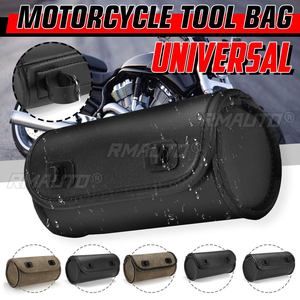 Sac de fourche de moto en cuir PU, pochette à outils pour guidon, sac de rangement enroulable avec 2 sangles pour Cruiser Custom Chopper Bobber - Product Image 1