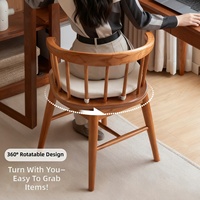 Chaise de salle à manger pivotante de style médiéval vintage, confortable, pour la maison, avec accoudoirs rembourrés doux et dossier en bois massif