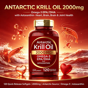 Aceite de <span class=keywords><strong>Krill</strong></span> Antártico 2000mg, 120 Cápsulas Blandas, Omega-3 EPA DHA con Astaxantina, Sin Gluten, Suplemento Dietético para la Salud del Corazón y el Cerebro - Product Image 1