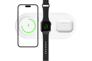 Pengisi daya ponsel nirkabel cepat Qi 2024 15W keluaran baru 2.0 pengisi daya nirkabel magnetik 3 in 1 untuk iPhone untuk iWatch untuk AirPods