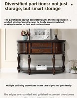 Console d'entrée de style américain, meuble de rangement en bois massif pour couloir, étagère murale semi-circulaire de style campagnard vintage