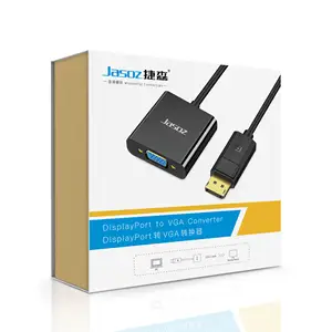 Jasoz Displayport para VGA Adaptador macho para fêmea 1080p 60hz Dp para cabo adaptador VGA