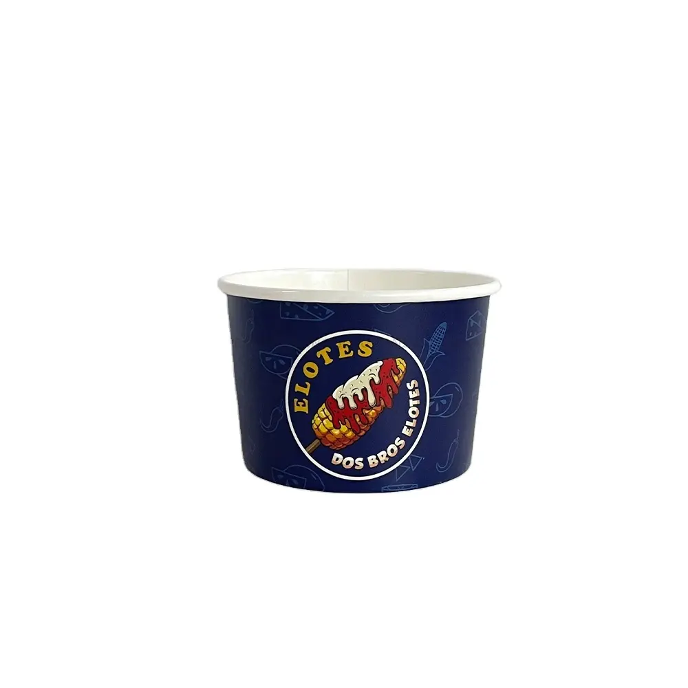 गर्म बिकने वाली उच्च गुणवत्ता वाले कस्टम मक्का लोगो ने रेस्तरां के लिए ढक्कन के साथ गहरी नीले आइसक्रीम पॉपकॉर्न पैकेजिंग पेपर कटोरा