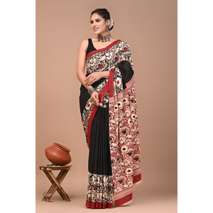 Sari en coton Mulmul imprimé avec blouse assortie – Léger et élégant, sari en coton Mulmul doux – Confortable pour un usage quotidien - Product Image 6