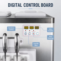 Machine à crème glacée automatique verticale 18-25 L/h en acier inoxydable, 3 saveurs, machine à crème glacée molle commerciale pour les entreprises
