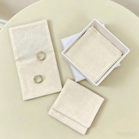 Pochette à bijoux Hongjia style enveloppe, sac cadeau anti-poussière à rabat, personnalisable par sérigraphie, en coton et lin, pour événements