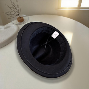 Fedora Hat <b>Woolen</b> Solid Color Small Brim Unisex Winter Fashionable <b>Top</b> Hat With Bow Detail - Product Image 3