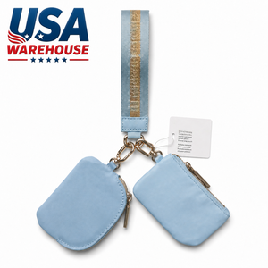 Élégant porte-clés unisexe à double pochette avec sangle de poignet, en nylon, fermeture éclair, détachable, pour cartes bancaires et mini-monnaie - Product Image 5