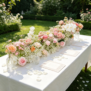 Handmade silk Rose <b>Artificial</b> Flowers Wholesale Flower Runner for Wedding Decor Floral Arrangement - Product Image 1