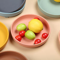 Assiette en silicone pour enfants, sans BPA, de qualité alimentaire, avec compartiments, forme ronde, mignonne, pour bébé