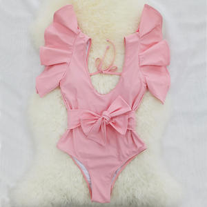 Maillot de bain une pièce Vintage à volants et épaules dénudées, avec ceinture, dos nu, <span class=keywords><strong>Monokini</strong></span>, pour femmes, vêtements de plage, tendance 2021 - Product Image 4