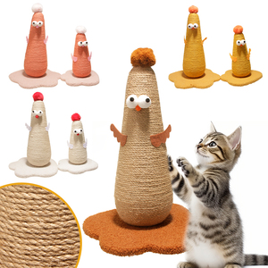 Tempat Panjat Kucing Lucu Bentuk Ayam, Tiang Garukan Kucing dari Sisal, Papan Garukan Kucing - Product Image 1