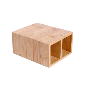 Factory direct sales of bamboo <b>toothbrush</b> <b>holders</b>, bamboo tube protective <b>toothbrush</b> boxes, square double-compartment storage - Product Image 2