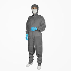 بدلة عمل خفيفة الوزن مضادة للكهرباء الساكنة بنمط مخطط رمادي اللون مع شبكة للأذن للتصنيع الدقيق - Product Image 2