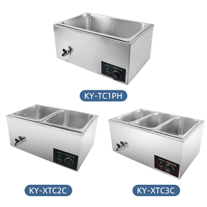 Calentador de <span class=keywords><strong>comida</strong></span> eléctrico comercial de acero inoxidable con 2 Sartenes <span class=keywords><strong>para</strong></span> baño Marie, servidor de buffet con tapa y grifo <span class=keywords><strong>para</strong></span> el hogar, catering, restaurantes - Product Image 6