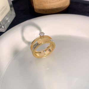 SSeeSY anillo cincin jari baja tahan karat titanium berlapis emas 18k perhiasan fashion kustom tidak pudar untuk wanita - Product Image 5