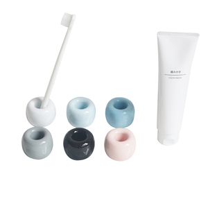 Support de brosse à dents en céramique miniature nordique en gros, forme ronde, en ensembles de salle de bain colorés - Product Image 3