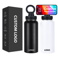 Flacons à vide de sport à double paroi avec logo personnalisé Bouteille d'eau Magsafe isolée en acier inoxydable de 32oz avec couvercle magnétique support pour téléphone