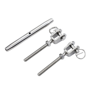 304 Stainless Steel Closed Body Turnbuckle Adjustable Pull Rod Right Hand Thread Metric Polished Surface Hook And Eye Type - Product Image 1