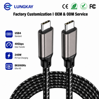 Câble USB4 LUNG KAY 40 Gbps 240 W PD 3.1 Charge Rapide Vidéo 8K Type C vers C pour MacBook Pro Ordinateur Portable SSD Moniteur OEM