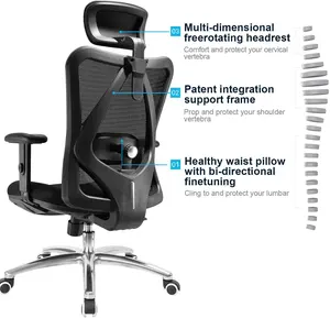 Sedia da ufficio semplice e moderna con supporto in vita sedia da conferenza per personale da ufficio in rete nera