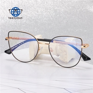 Teenyoun-gafas De Sol con bloqueo De luz azul para mujer, <span class=keywords><strong>Lentes</strong></span> De Sol con montura De ojo De gato De la Fama De Metal, Hd, diseñador De marca - Product Image 2
