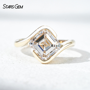 แหวนเพชรทรงแอสเชอร์ 4 กะรัต ทองคำขาว 14k จาก Starsgem ประดับเพชรเพาะเลี้ยงเจ็ดเม็ด ดีไซน์แบบ Eternity Solitaire - Product Image 1