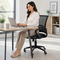 Chaise de bureau ergonomique à dossier haut, avec support lombaire réglable, inclinable, pour ordinateur, mobilier de bureau à domicile