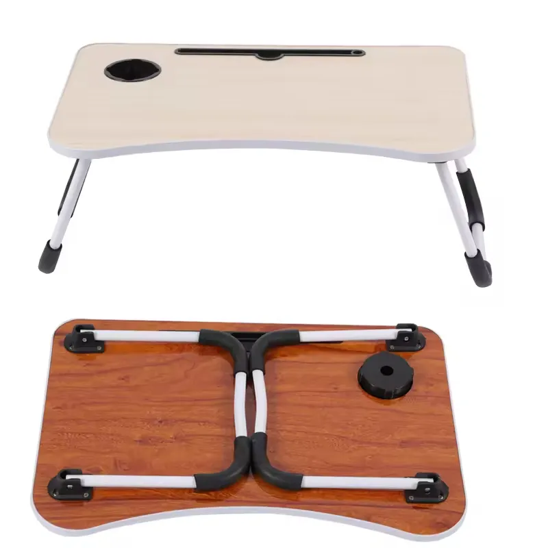 Wooden Portable Foldable Studying Working Lap Desk for Kids and Adults with Cup Holder