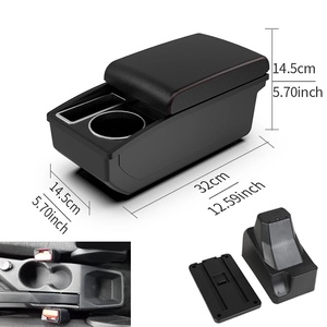 Accoudoir de voiture <span class=keywords><strong>Peugeot</strong></span> <span class=keywords><strong>208</strong></span> 2019-2024, boîte de rangement de la console intérieure, porte-gobelet, organisateur, ABS/cuir PU, installation facile - Product Image 1