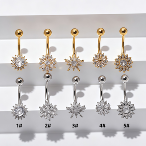 14G Hypoallergenic Stainless Steel <strong>Belly</strong> Button Ring Navel <strong>Belly</strong> Piercing Jewelry Flower Navel <strong>Belly</strong> Rings for Women - Product Image 1
